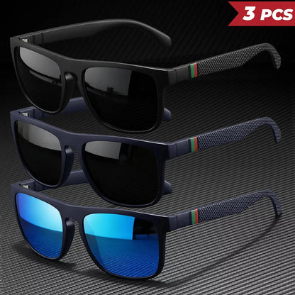 3pcs Fantasy Square Polarized Sunglasses AntiGlare UV400 Glasses Brand Designer Summer Party Driving Fishing Christmas Gift