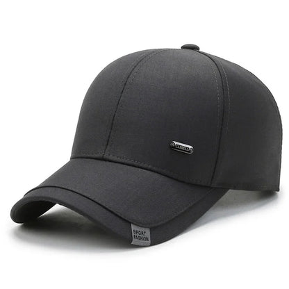 Men's Baseball Hat Hard Top Spring Autumn Big Head Circumference Cotton Cap Sun Protection Dad Cap Adjustable Strap Fishing Hat