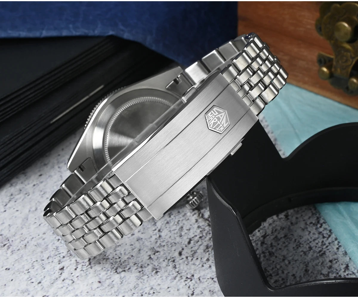 Relógio de mergulho de luxo para homem San Martin 40mm Miyota 9015, mostrador em esmalte sunburst, relógio de pulso mecânico automático, resistente à água 200m, SN0148