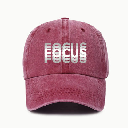 FOCUS – kšiltovka z prané bavlny s potiskem, nastavitelná, klasický styl, sportovní kšiltovka typu „duckbill“ pro muže i ženy