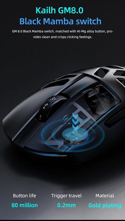 Mouse da gaming wireless DAREU Al-mg Tri-mode 8Khz PBT con ricarica rapida, PAW3950, 30000 DPI, leggero, per PC gamer