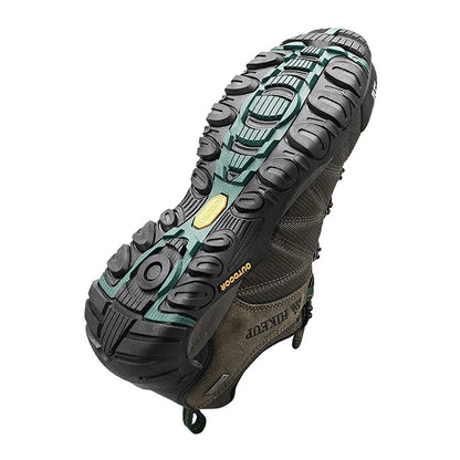 HIKEUP Pantofi de drumeție pentru bărbați, pentru patru sezoane, sport outdoor, piele naturală, rezistenți la uzură, pantofi de escaladă cu talpă din cauciuc, sneakeri de trekking