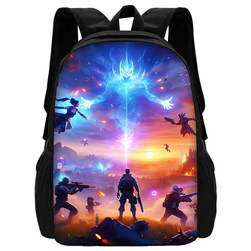 Zaino per bambini con motivo shooting game, ispirato a Fortnites, per ragazzi e ragazze, regalo di compleanno per studenti, borsa scuola unisex, zaino da campeggio resistente