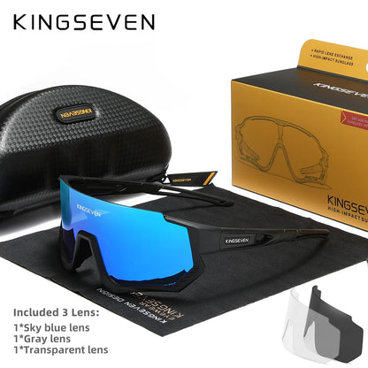 KINGSEVEN Cycling Anti-UV Sunglasses Men Women Bicycle Glasses UV400 Polarized Fishing Bike Climbing Large Frame Sports Eyewear