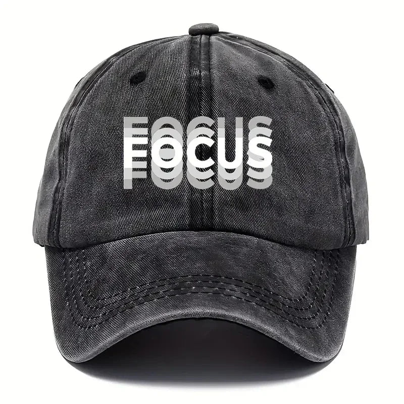 FOCUS – kšiltovka z prané bavlny s potiskem, nastavitelná, klasický styl, sportovní kšiltovka typu „duckbill“ pro muže i ženy
