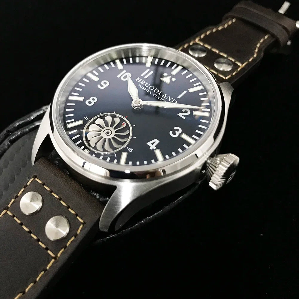 Reloj mecánico para hombre Hruodland 2025 nuevo, Seagull ST3620, piloto retro 43MM, luminiscencia Bgw-9, cristal de zafiro, turbina