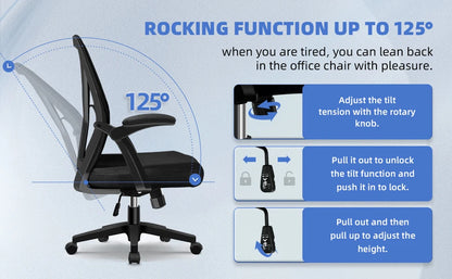 Daccormax Office chair Ergonomic Reclining 90°-125°, Desk chair with Lumbar Support, Computer chair Adjustable, living room chairs