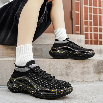 Men Sports Shoes Soft Light Mesh Thick Sole Anti Slip Tennis Shoes Spring New Fashion Lace Up Outdoor Fitness Running Shoes