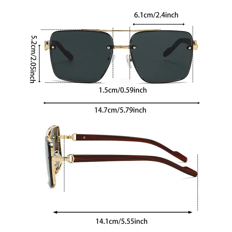 KAMMPT Fashion Retro Square Metal Shades Women's Original Brand Design Driving Sunglasses New Double Bridge Pilot Sun Glasses