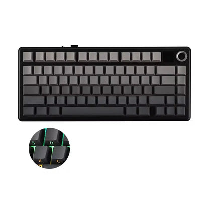 Teclado Mecânico Gaming AULA F75 MAX 2.4G Sem Fios/BT/Com Fio Hot-Swap RGB 75% 81 Teclas Teclado de Escritório com Ecrã TFT