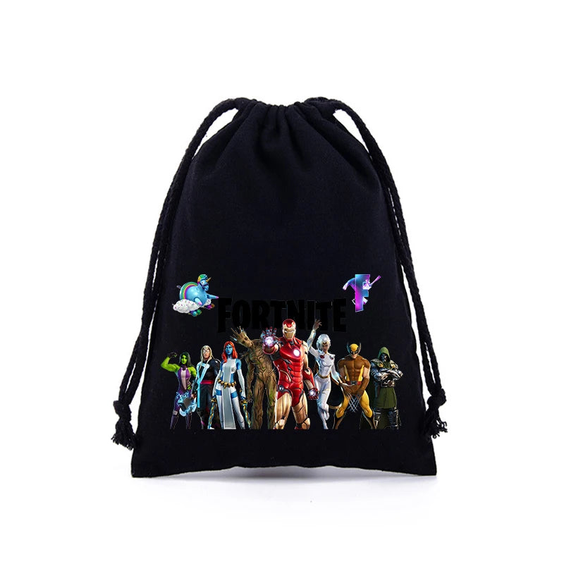 Sacche con coulisse Fortnite per bambini e bambine, stampa cartoon anime, grande capacità, borse portaoggetti, tote bag e borsetta, nuovo grazioso regalo di compleanno