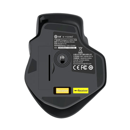 E-YOOSO 2.4G vezeték nélküli egér PAW3212 4800 DPI ergonomikus egér, gamer egér, irodai egér notebookhoz, PC-hez, laptophoz és MacBookhoz