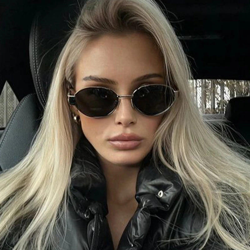 Sexy Small Oval Women's Sunglasses Trendy Luxury Design Metal Frame Shades UV400 Eyewear for Female Classic Vintage Sun Glasses