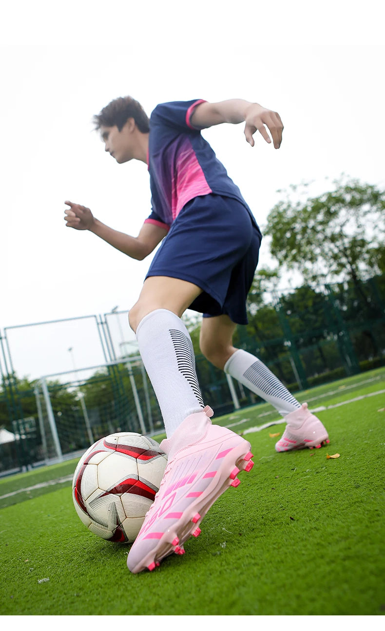 New Men's Football Boots Non-Slip Boys Grass Cleats High-Quality Match Soccer Shoes Hot-Selling Sneakers Outdoor High-Top Light