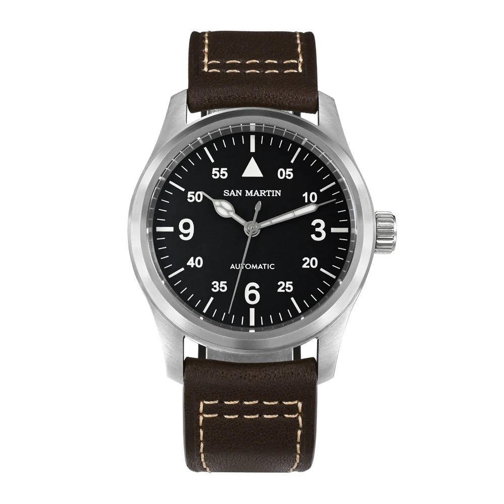 San Martin Men Pilot Watch 37mm Miyota 8215 Fashion Simple Style Military Automatic Mechanical Watches 100m Waterproof BGW-9