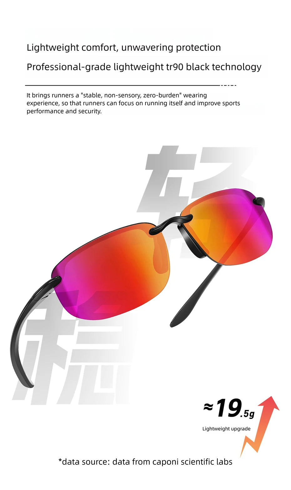 CAPONI Polarized Sunglasses For Men Original Design Outdoor Sport Running Driving Sun Glasses Photochromic Black Shades BS36502