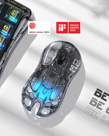 Mouse gaming wireless GravaStar Mercury M2 con 26,000 DPI, sensore PAW3395DM - Design alleggerito traforato da 79g - 5 pulsanti programmabili