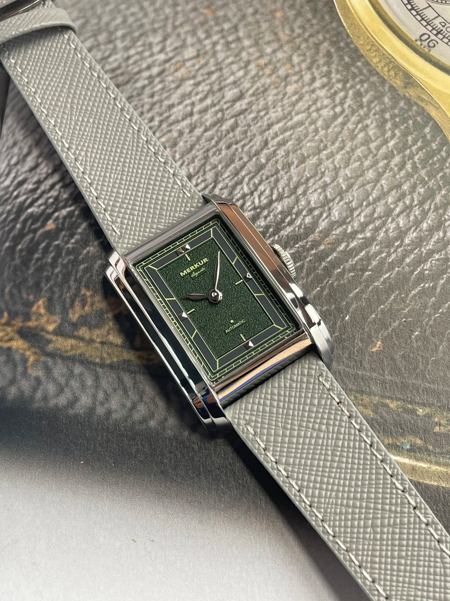 New MERKUR NH05 Rectangle Retro Casual Watch for Men Business Series Automatic Chorded Watch Sapphire White Watch