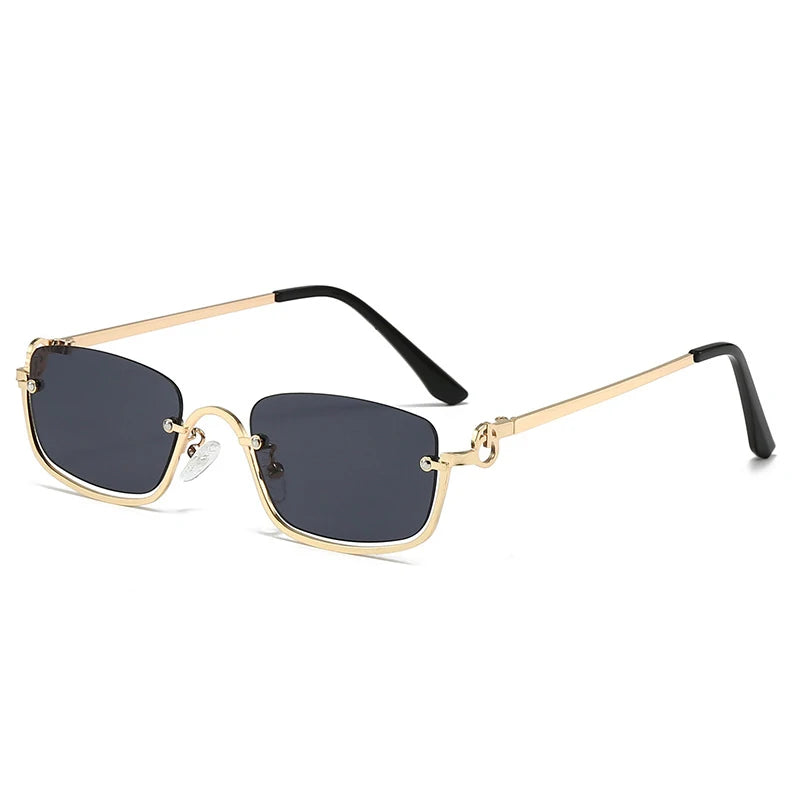 New retro metal small half frame sunglasses fashionable small square frame popular sunglasses brand designer sunglasses UV400