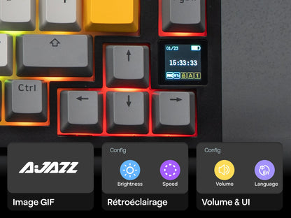 Distribución ISO-FR EPOMAKER X AJAZZ AK820 PRO 75% AZERTY francés, teclado mecánico hot-swap con cable/BT/inalámbrico 2.4GHz para Win/Mac/PC