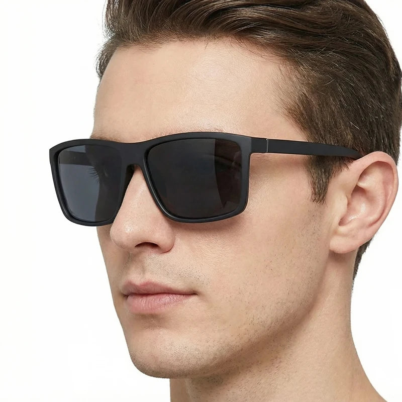 Classic Black Square Polarized Sunglasses Men Fashion Mirror Blue Sun Glasses Unisex Vintage Anti Glare Driving Shades UV400