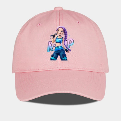 K-POP Purple Hair Idol Cartoon Print Baseball Cap Men Women Y2K Streetwear  Adjustable Dad Hat Sun Hat