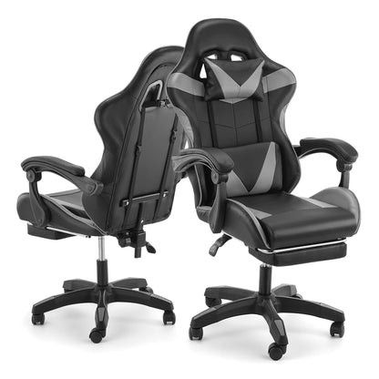 Ergonomic Gaming Chair with Massage Function, Height Adjustable Office Chair Computer Chair with Armrests Headrests, up to 150KG