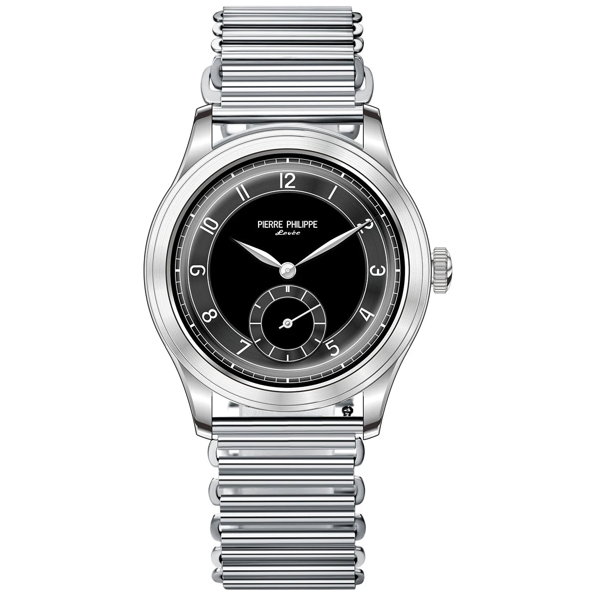 High-end Men's 38MM Watch Black Enamel Dial ST17 Manual Mechanical Watch Leather Waterproof