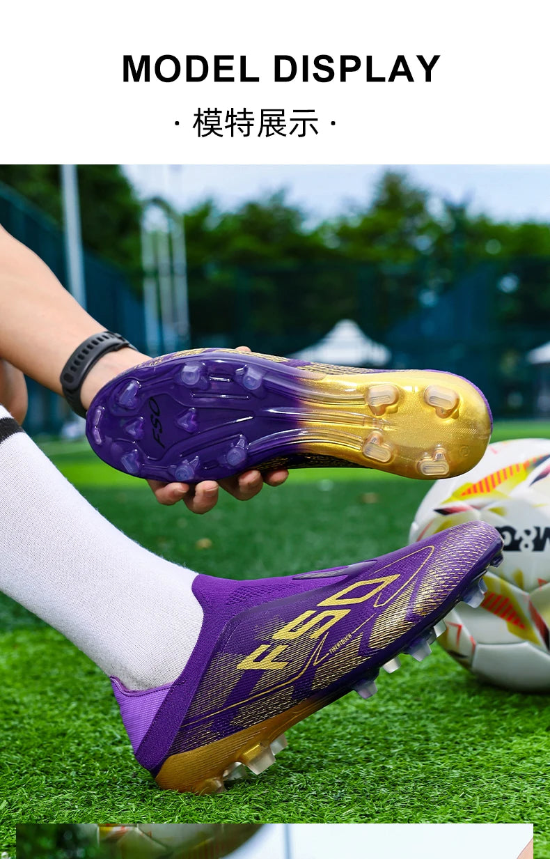 New Men's Football Boots, Non-Slip Boys' Soccer Shoes, Grass Cleats, High-Quality Match Sneakers, Hot-Selling Outdoor High-Top Light Boots
