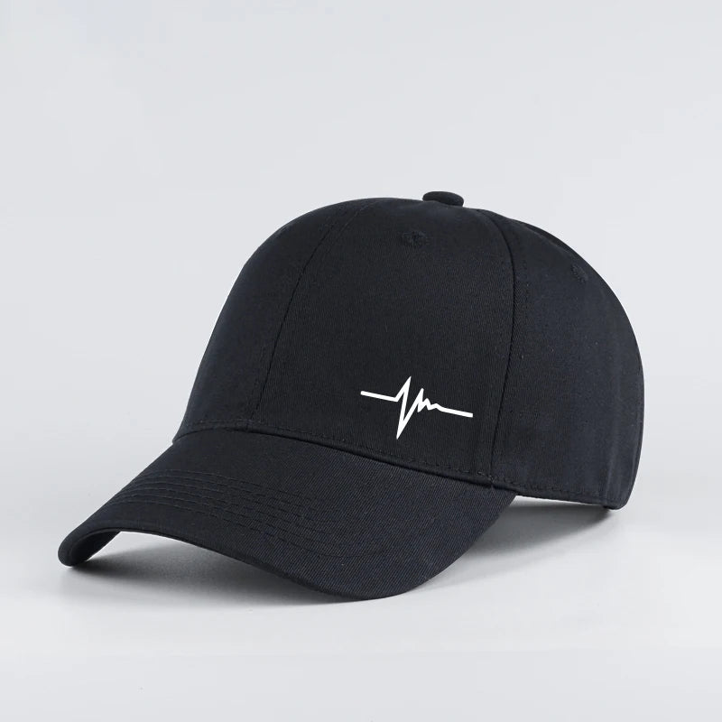 Heartbeat ECG Lifeline Print Baseball Cap Men Women Adjustable Dad Hat Minimalist Casual Sport Sun Hat