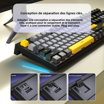 Mechanische kabelgebundene Gaming-Tastatur mit 108 Tasten und RGB-Hintergrundbeleuchtung | Gaming-Chip | Niedrige Latenz | Anti-Ghosting | Für PC-, Windows- und Mac-Gamer