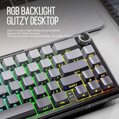 Teclado mecánico inalámbrico Attack Shark X66 con diseño compacto 65%, retroiluminación RGB, montaje gasket, hot swap, Bluetooth, USB-C, PBT y batería de gran capacidad