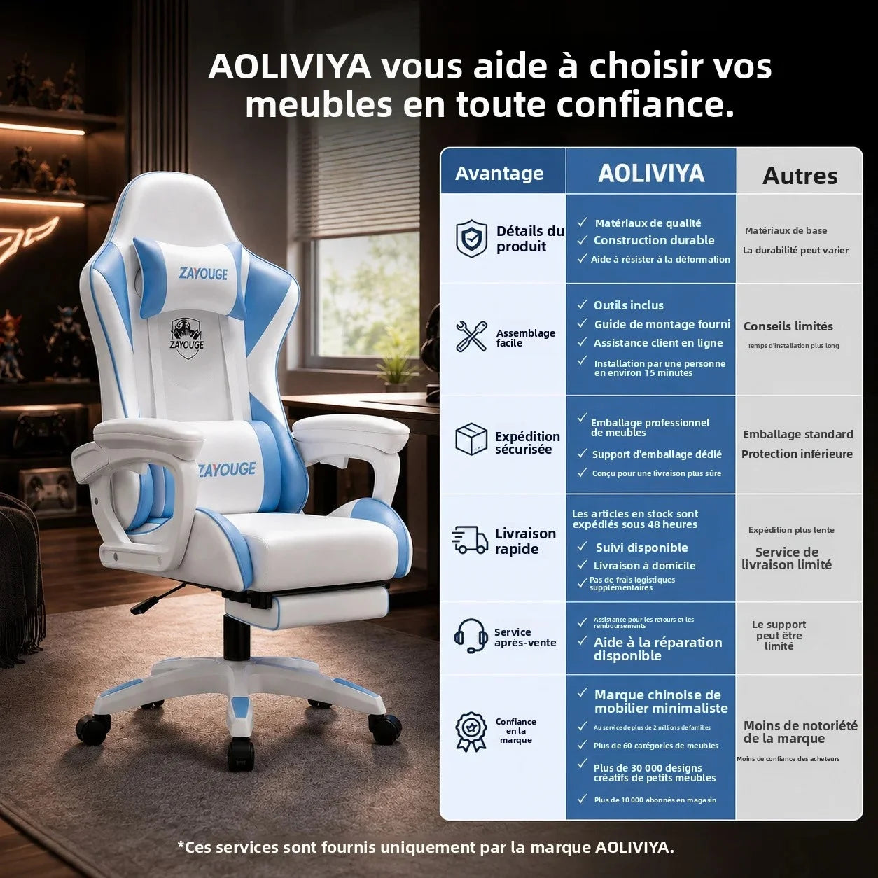 Cadeira de Escritório Gaming Reclinável AOLIVIYA para Computador em Casa, Rotativa, com Elevação, Encosto e Apoio para Pés, para Cybercafé e E-Sports