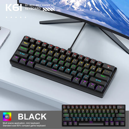 61 Keys RGB Mechanical Keyboard Wired K61 Mini Keyboard 60% Portable Black, White, Red/Blue Switch for Gaming/Work