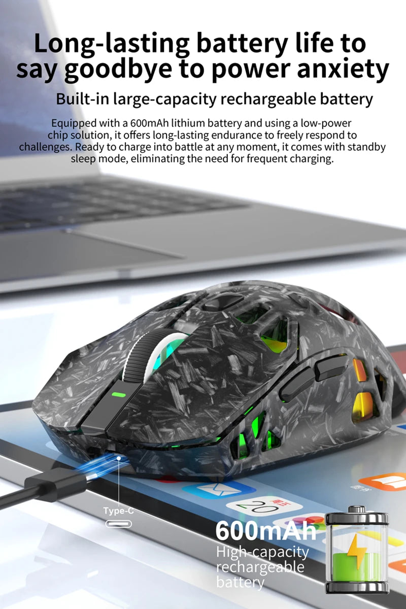 Lenovo Tri-Mode Gaming Mouse Wireless with RGB Charging Dock, 12000DPI Ergonomic Rechargeable Mouse, Bluetooth 2.4G USB Mouse for PC Laptop