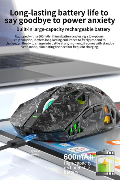 Lenovo Tri-Mode Gaming Mouse Wireless with RGB Charging Dock, 12000DPI Ergonomic Rechargeable Mouse, Bluetooth 2.4G USB Mouse for PC Laptop