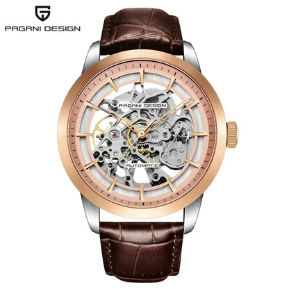 PAGANI DESIGN Business Man Watch Luxury Skeleton Hollow Leather Men's Wristwatch New Mechanical Male Clock