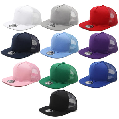 New Hip Hop Back Mesh Baseball Cap Men Women Personalized Flat Brim Trucker Hat Summer Street Fashion Snapback Caps