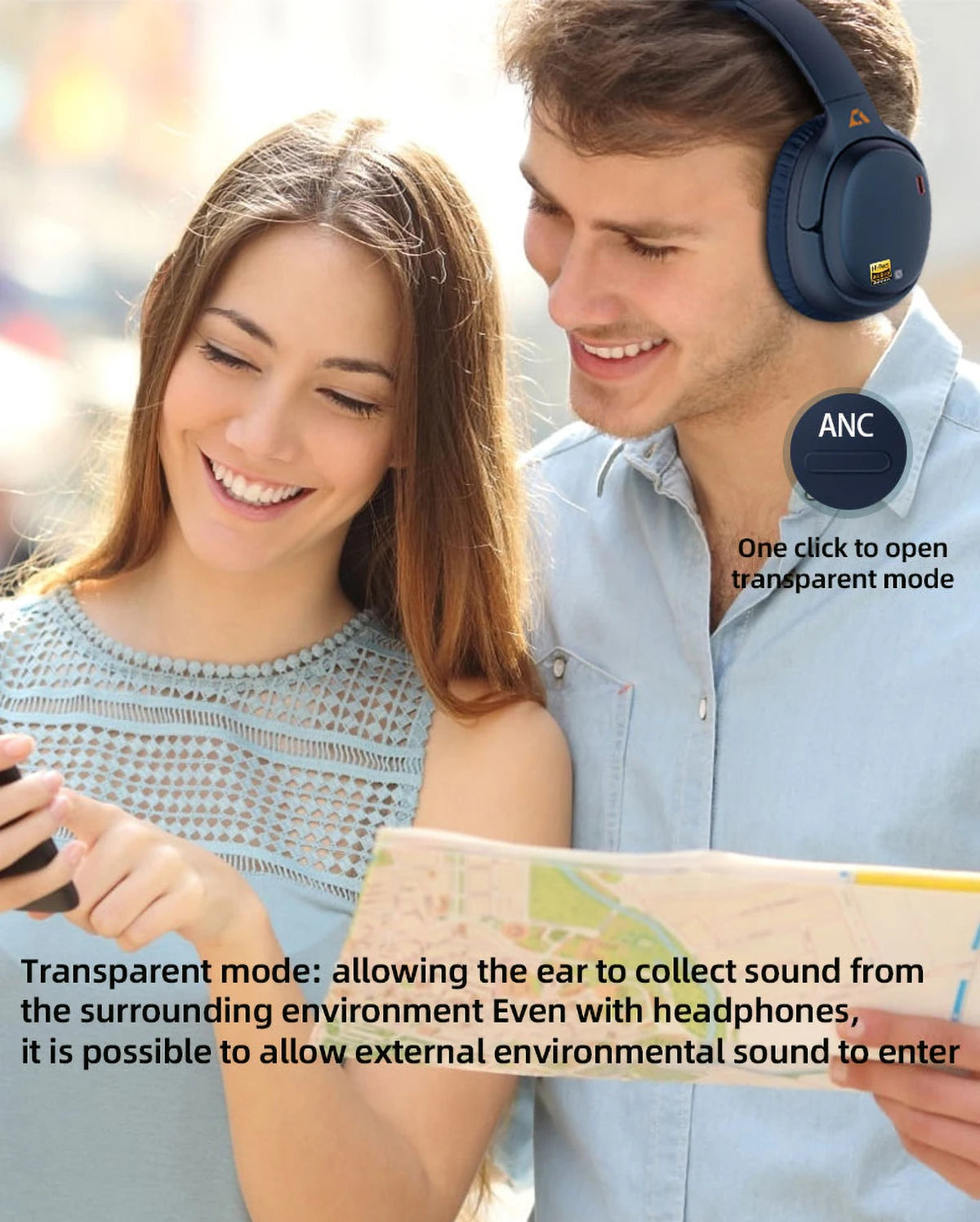 1Mii E700 Wireless Bluetooth Headphones LDAC Lossless Hi-Res Sound, ANC Active Noise Reduction, HIFI Stereo Gaming Headset, 65H