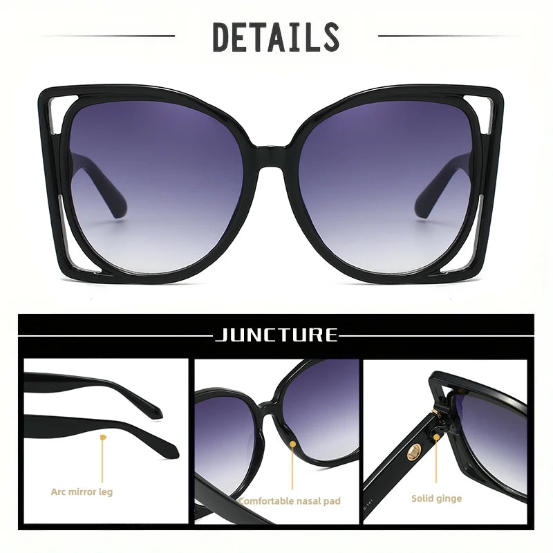 JUNCTURE Oversized Square Sunglasses Women Fashion Sun Glasses Yellow Gradient Lady Party Holiday Gifts Sunglasses for Women