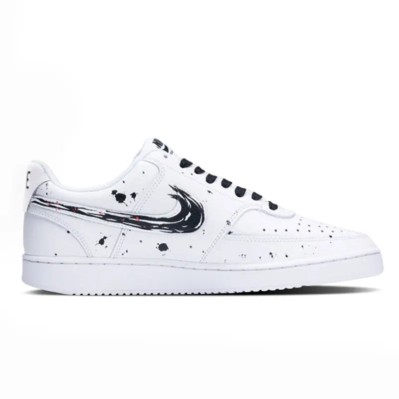 Personalizované tenisky Nike Court Vision 1 Low s efektom „ink wash“ v čínskom štýle so škvrnami, odolné proti opotrebeniu, pánske skateboardové topánky