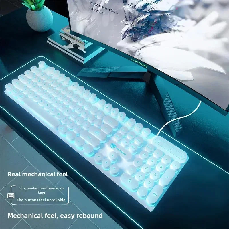 Mechanical Keyboard Gaming Keyboard E-sports Game Office Computer Notebook Desktop Steampunk English USB for Gaming