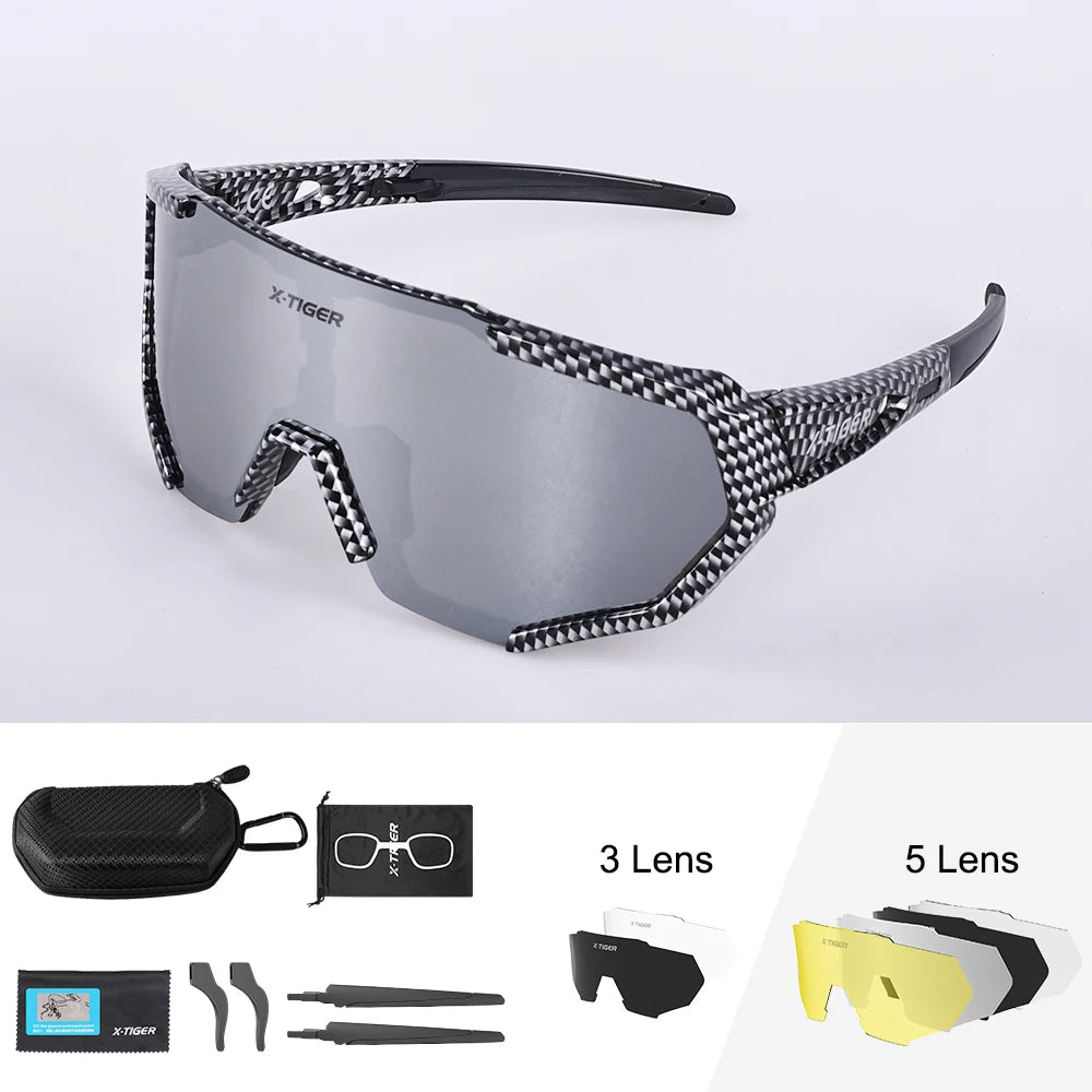 X-TIGER Cycling Glasses Polarized Glasses Bike Eyewear Sports Men's Photochromic Sunglasses MTB Road Bicycle Goggles 3/5 Lens