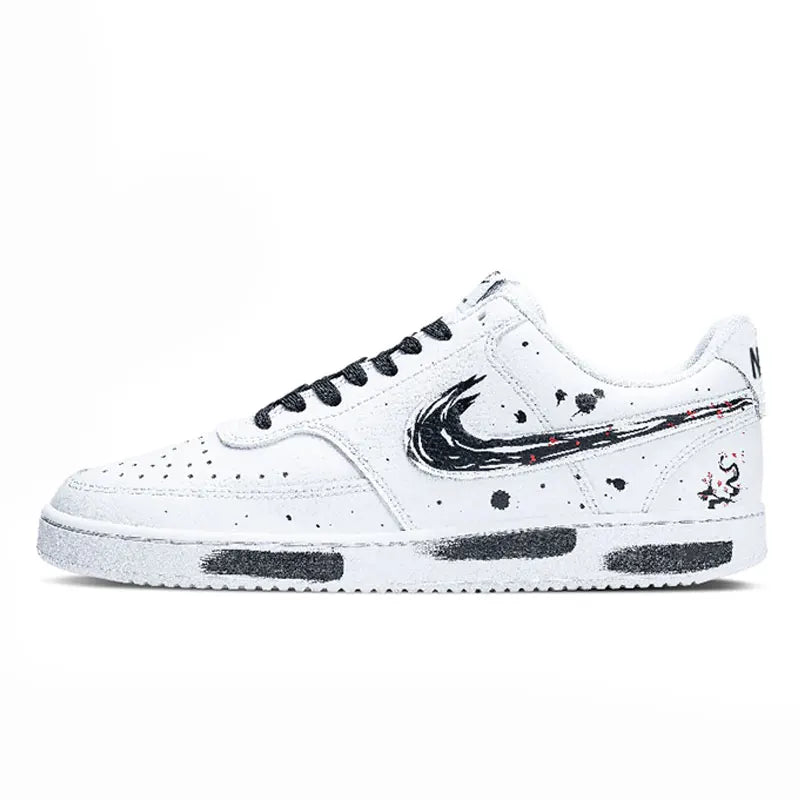 Personalizované tenisky Nike Court Vision 1 Low s efektom „ink wash“ v čínskom štýle so škvrnami, odolné proti opotrebeniu, pánske skateboardové topánky
