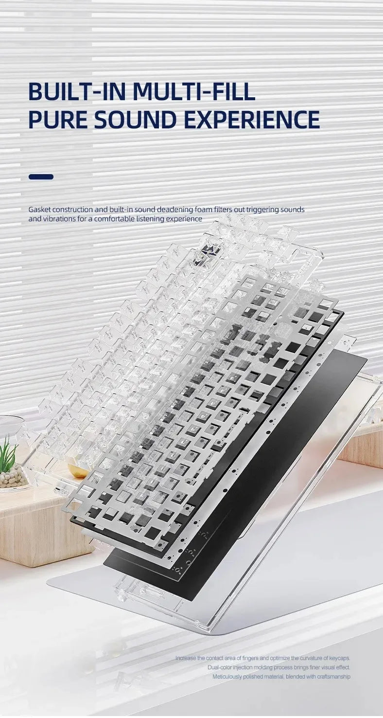Attack Shark K86 Wireless Mechanical Keyboard, TFT Display, Metal Knob, RGB Backlit, Hot-Swappable, Bluetooth for Gaming & Office