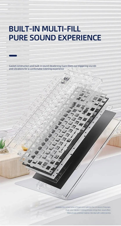 Attack Shark K86 Wireless Mechanical Keyboard, TFT Display, Metal Knob, RGB Backlit, Hot-Swappable, Bluetooth for Gaming & Office