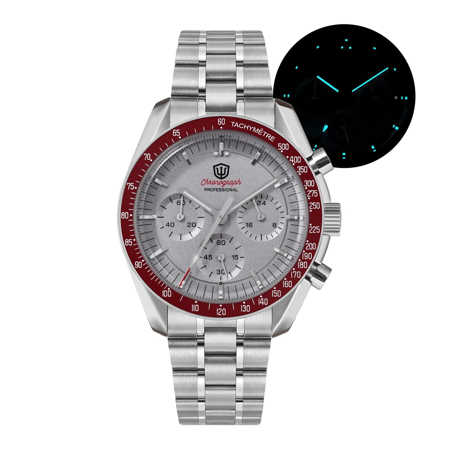 Watchdives WD1863 39mm VK63 Chronograph Watch, OTF Clasp, Sweep Quartz Movement, Sapphire, Luminous, 100m Waterproof