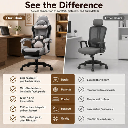 AOLIVIYA Gaming Chair Ergonomic Reclining Computer Chair with Footrest, Adjustable Swivel Gaming Chair for Streaming, Office & Long Sitting