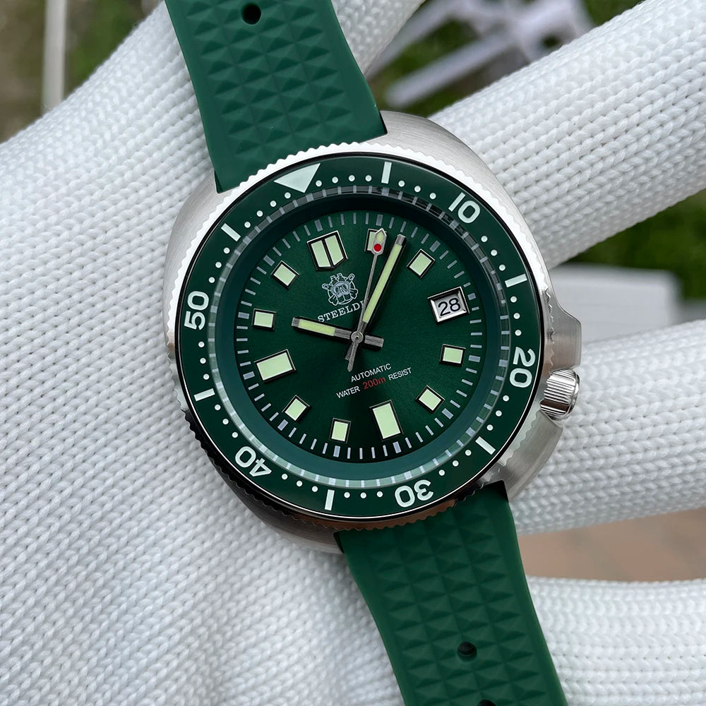 SD1970 STEELDIVE Brand 44MM Sapphire Glass with Transparent AR Coating Cermaic Bezel NH35 Movement Automatic Dive Watch Turtle
