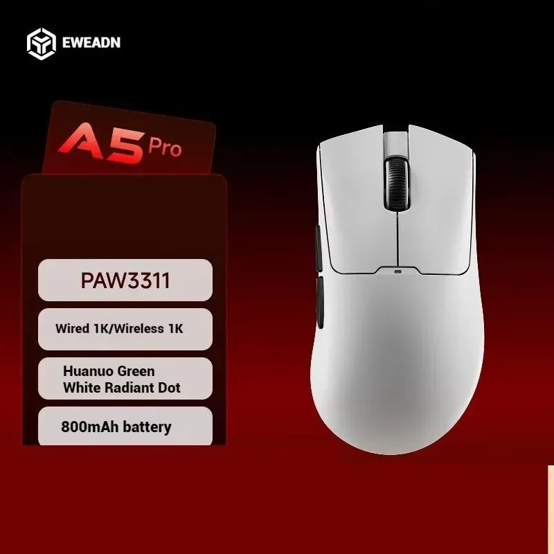 EWEADN A5 Pro Ultra wireless Lightweight Mouse Three-mode Paw3395/3311 22K/26KDPI Low Latency Gaming Mouse